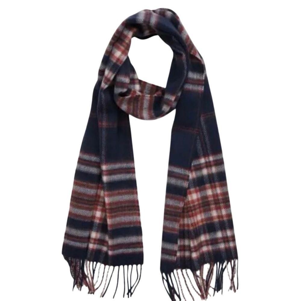 Nordstrom Cashmere Wool Blend Navy Magic Tartan Scarf NEW MSRP $89